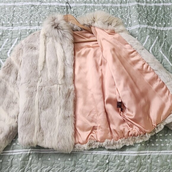 Jackets & Blazers - Cream Colored Real Rabbit Fur Coat